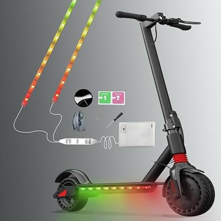 2 tira eléctrica LED bicicleta scooter luces noche ciclismo colorido lámpara impermeable seguridad monopatín scooter luces