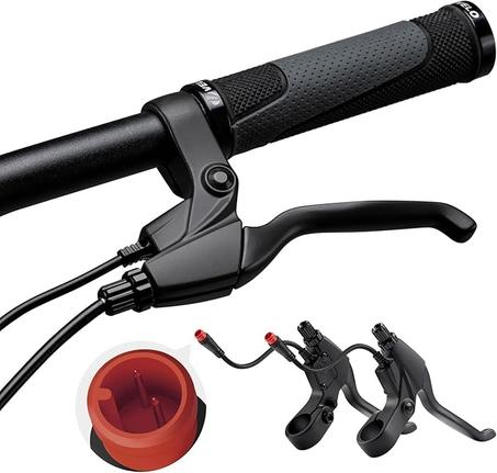 Palancas de freno de 2 pines para bicicleta eléctrica, palanca de freno, empuñaduras de barra de 2 cables, piezas de repuesto para bicicleta eléctrica izquierda y derecha (1 par), longitud de