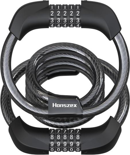 Candado eléctrico para scooter, cerradura de bicicleta, bloqueo de cable con combinación de 5 dígitos, doble bloqueo de cable antirrobo de 41 pulgadas para scooter eléctrico, bicicleta