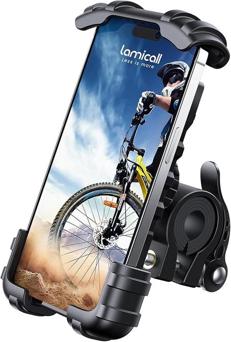 Lamicall - Soporte de teléfono para bicicleta, soporte para teléfono celular, abrazadera para manubrio de bicicleta, clip para teléfono 11 Pro Max, S9 y teléfono celular de 4.7 a 6.8 pulgadas