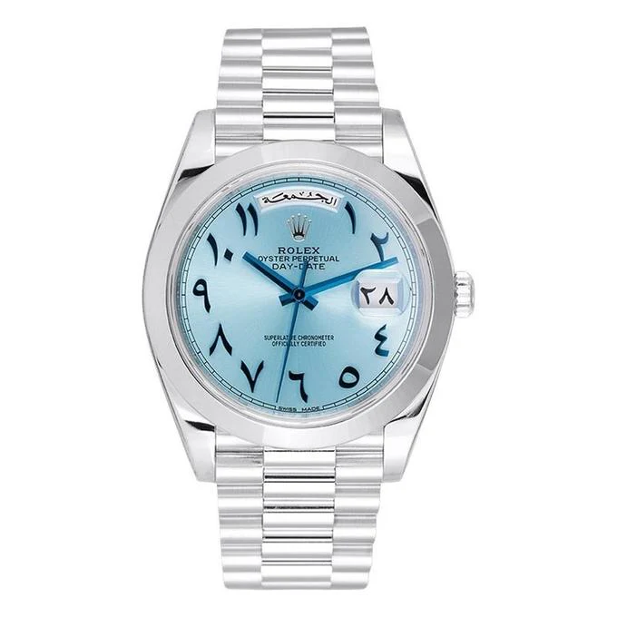 Rolex Day-Date 40 Platinum Ice Blue "Arabic" Dial Middle East Ed