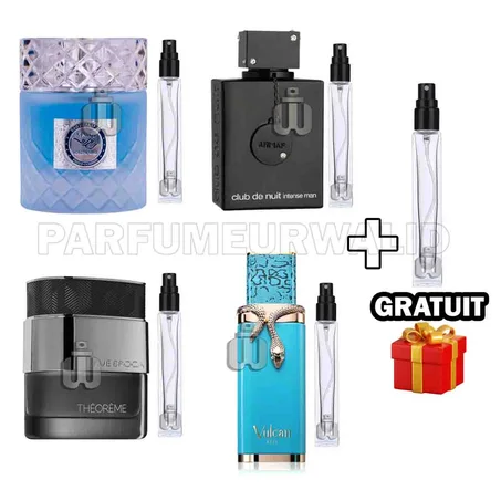 PACK ETE DECANTES - MAWJ MUSCOW MULE Paris Corner + CLUB DE NUIT INTENSE MAN Armaf + THEOREME MATRIX Rue Broca + VULCAN FEU French Avenue + Decante Gratuit