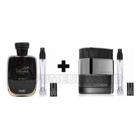 Pack Decante 10ml Rasasi Hawas Black + 10ml THEOREME MATRIX Rue Broca