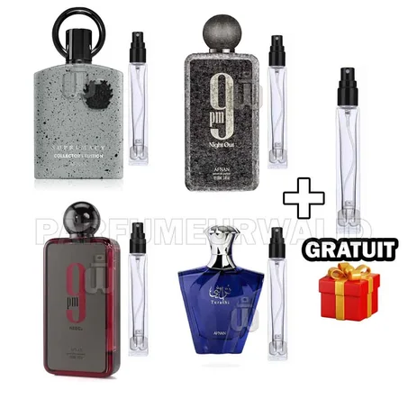 PACK AFNAN DECANTES - 9PM REBEL + TURATHI BLUE + 9PM NIGHT OUT + SUPREMACY COLLECTOR'S EDITION + Decante Gratuit
