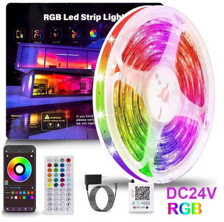 شريط LED ذكي 5 متر – Bluetooth + تحكم عبر التطبيق – ألوان RGB للمساحات المنزلية