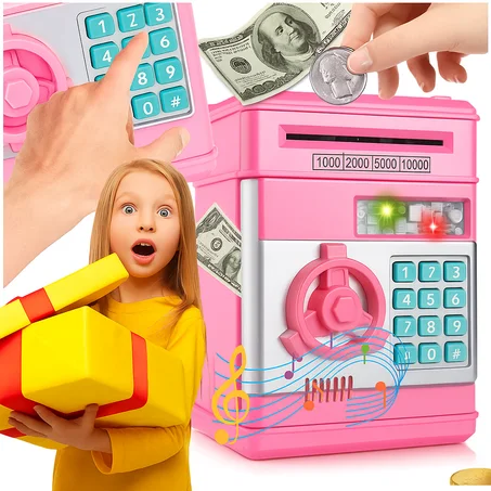 حصّالة إلكترونية للأطفال، ماكينة ادخار صغيرة مع كلمة مرور