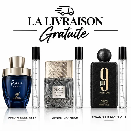 Pack Découverte Parfums – 9PM Night Out 10 ml + Rare Reef 10 ml + Khamrah Waha 5 ml Offert