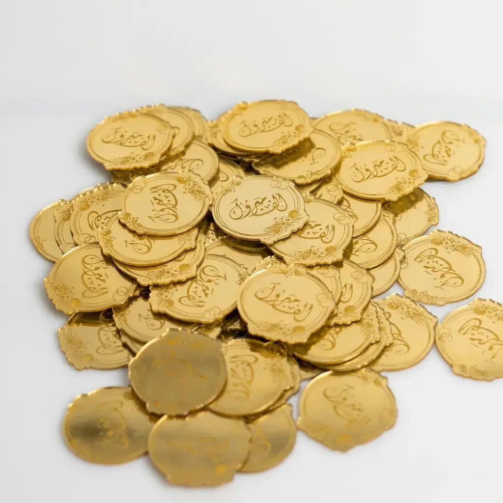 Pastilles Dorées "ألف مبروك" – Décoration Fiançailles | Lot de 100 pcs