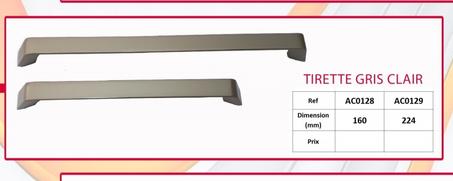 TIRETTE GRIS CLAIR  DIMENSION MM -160-224