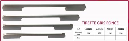 TIRETTE GRIS FONCE DIMENSION MM 128-160-192-224