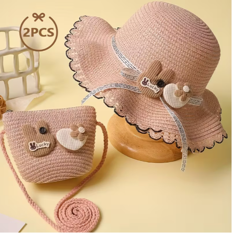 قبعة وحقيبة بنات بالأرنب اللطيف