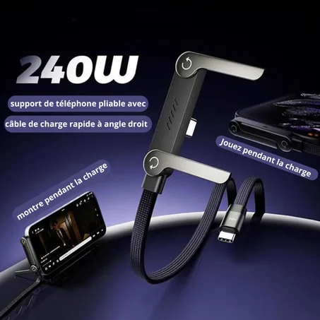 Câble de charge rapide 240W avec support pliable