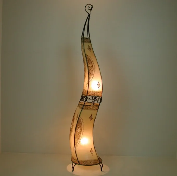 LAMPE SUR PIED Marocaine Orientale En Cuir Henna Tisir EUR 32,17