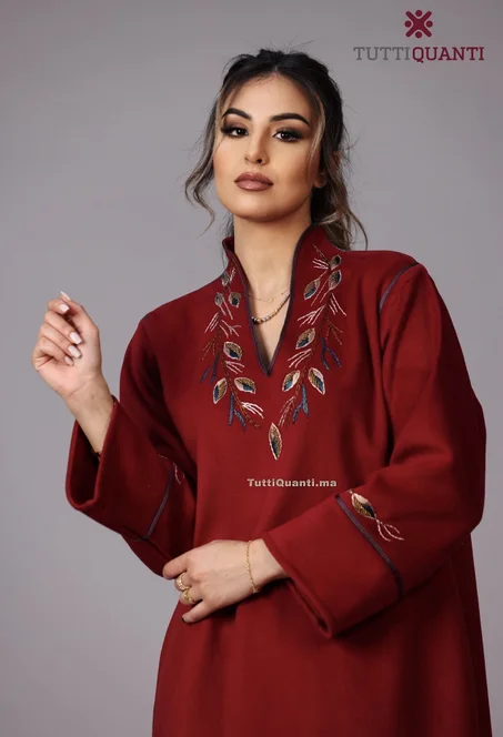 Djallaba Moderne à Borderie Fine