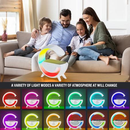 Lampe LED RGB d'ambiance intelligente, avec chargeur sans fil, Bluetooth, haut-parleur, synchronisation de musique, pour chambre à coucher, décoration de salle de jeux