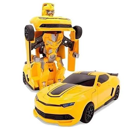 TRA RC 2 in 1 RC Car 1 Key Transformation Super Power DeformationRobot Remote Control Toy Transformer, Yellow 6Y+