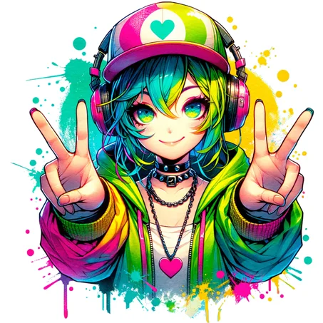Vibrant Harmony - Colorful Anime Girl Canvas Art