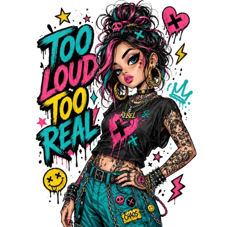 Too Loud, Too Real - Punk Rebel Canvas Wall Art