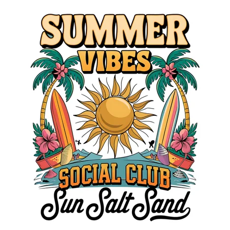 Summer Vibes Social Club - Tropical Beach Canvas Wrap
