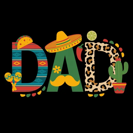 Mexican Style "DAD" Typography - Colorful Wall Art