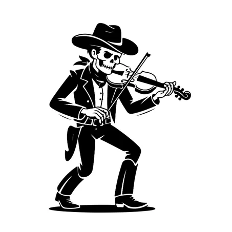Day of the Dead Musician Sketch - Black & White Canvas Wrap