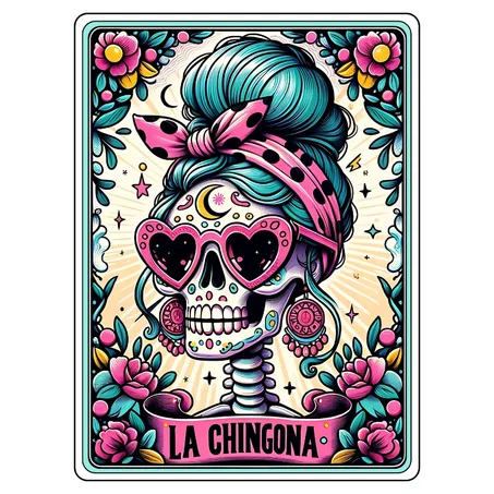La Chingona Sugar Skull - Colorful Mexican Pop Art Canvas