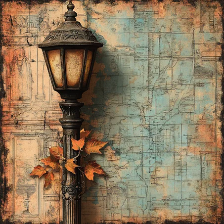 Vintage Street Lantern - Urban Nostalgia Canvas Wrap