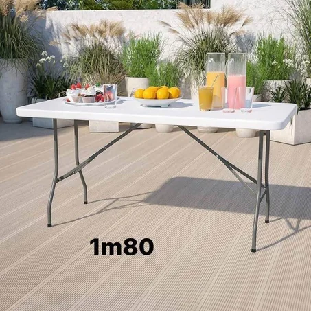Table Pliable 1,80 Mètres en plastique avec pieds en métal - 4 pieds