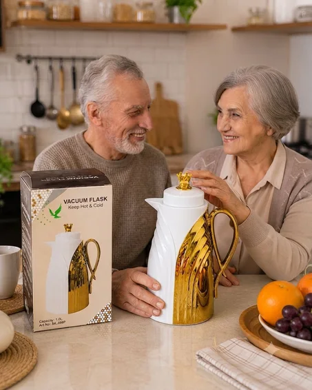 Thermos isotherme élégante avec accents dorés - 1 Litre