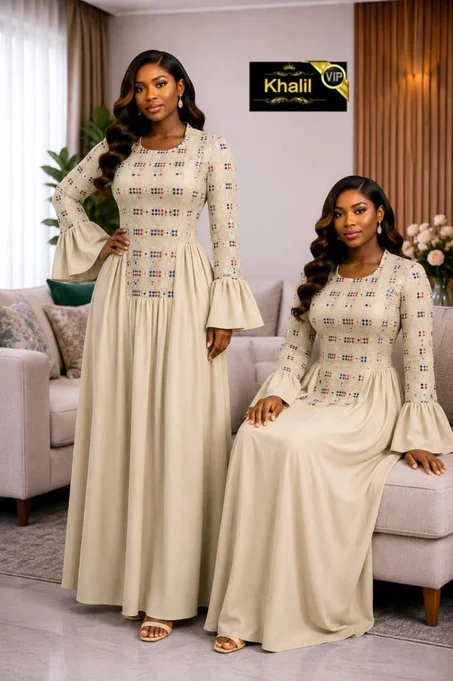 robe longue pour femme d'inspiration sénégalaise