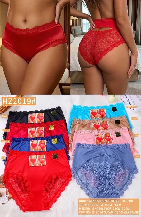 Lots de 6 Slips  SATIN & DENTELLE