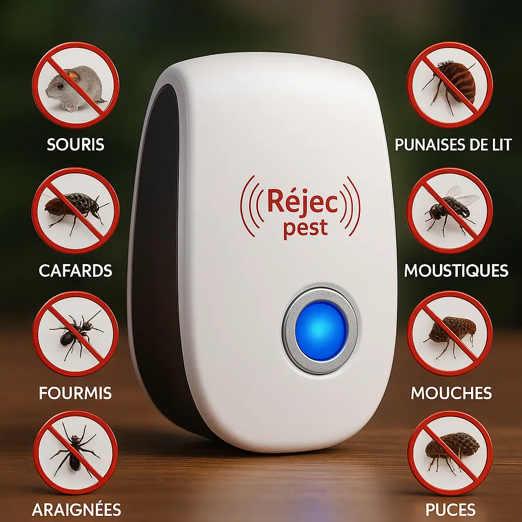 Répulsif Ultrasonique Électronique Professionnel – Anti-Souris, Insectifuge et Antiparasitaire pour l’Intérieur