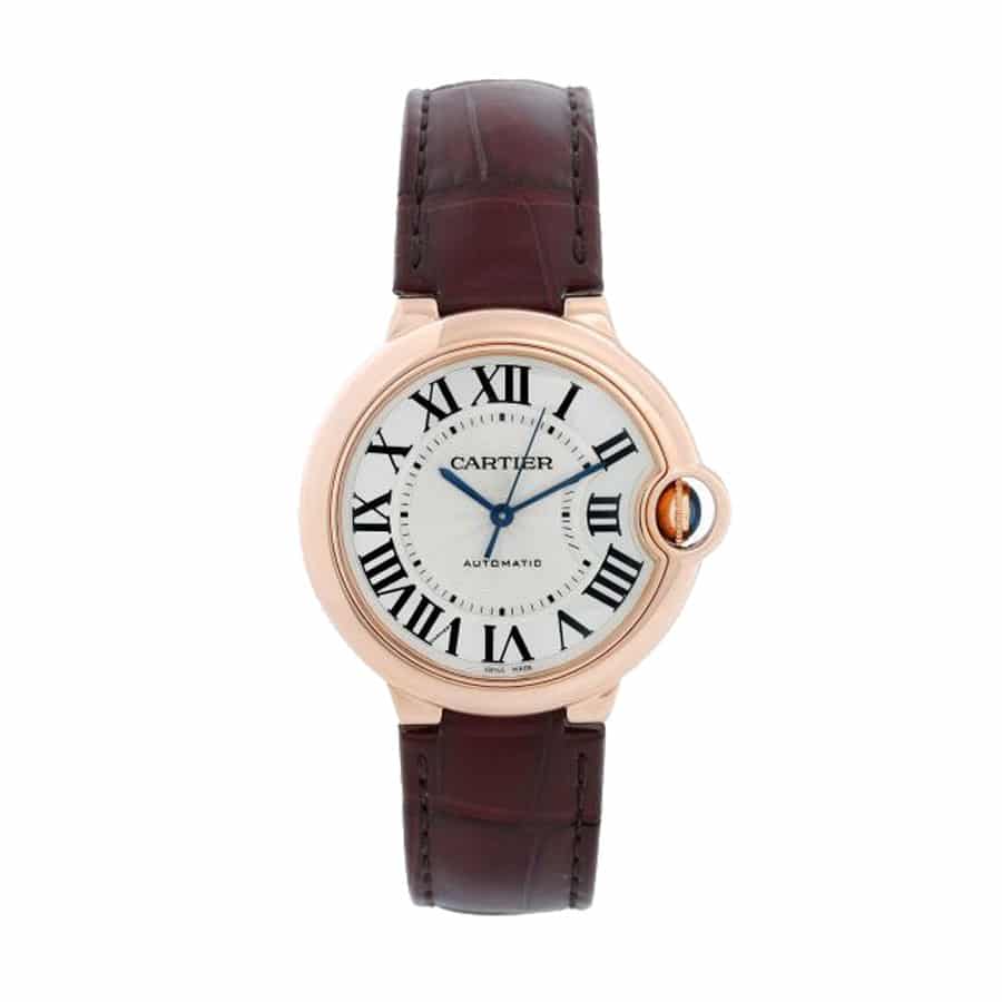 Cartier Ballon Bleu de Cartier Rose Gold Brown Leather Replica