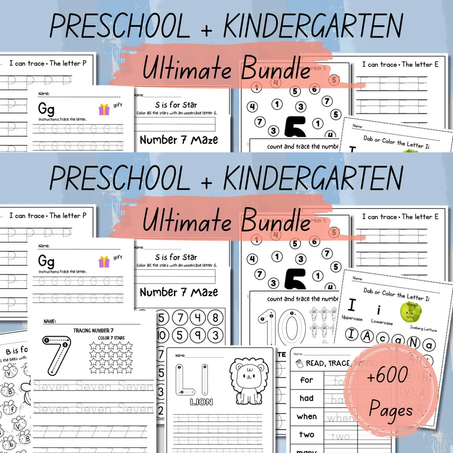 Preschool Pre-K + Kindergarten Learning Bundle