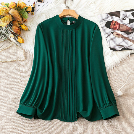 Chemisier élégant plissé à manches longues