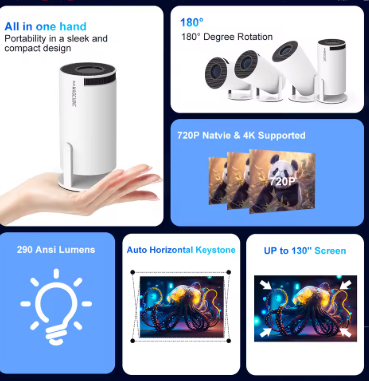 جهاز عرض Magcubic HY300 Pro 4K Android 11 Dual Wifi6 290ANSI Allwinner H713 BT5.0 1080P 1280*720P جهاز عرض خارجي للسينما المنزلية