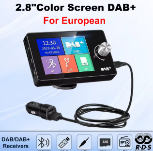 DAB محول لراديو السيارة أندرويد 2.8 بوصة البث الرقمي راديو RDS دعم FM الارسال BT الموسيقى MP3 AUX استقبال DAB عدة