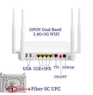 XPON ONU 4GE 2USB TEL HGU WIFI 2.4G&5G ثنائي النطاق ONT EPON/GPON النسخة الإنجليزية PT939G راوتر الألياف الضوئية