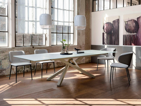 Table en verre avec rallonges