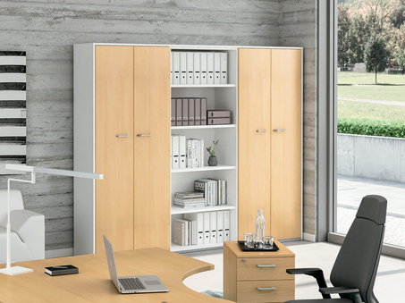 Armoire haute portes battantes mixte