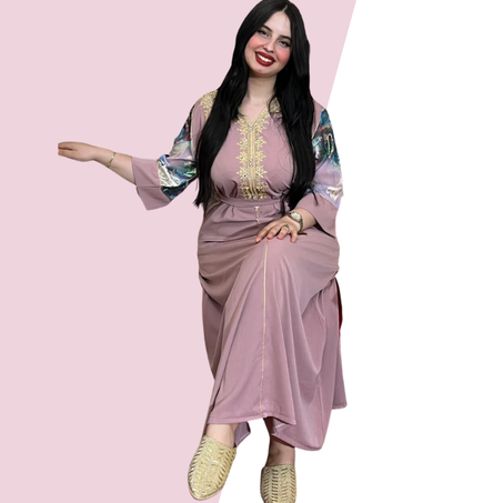 قفطان فاخر مطروز من التوب الكريب الكوري