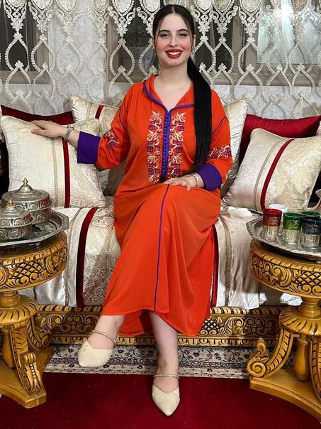 الجديد جلابة كريب برادة مطروزة تمان خيالي