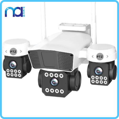 كاميرا مراقبة ذكية بالطاقة الشمسية بثلاث عدسات mp12 mwhite