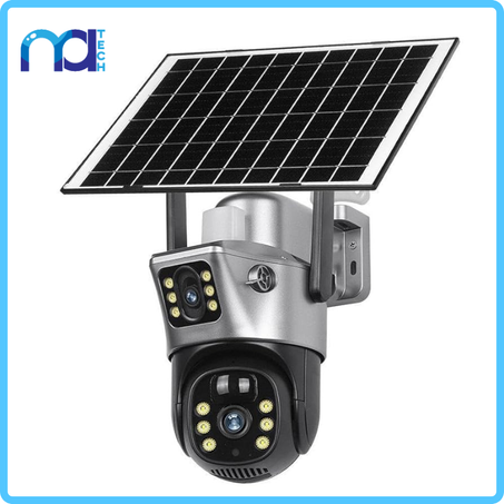 10 Megapixel 4G كاميرتين مراقبة بالطاقة الشمسية عدستين مزدوجة ثابتة ومتحرك