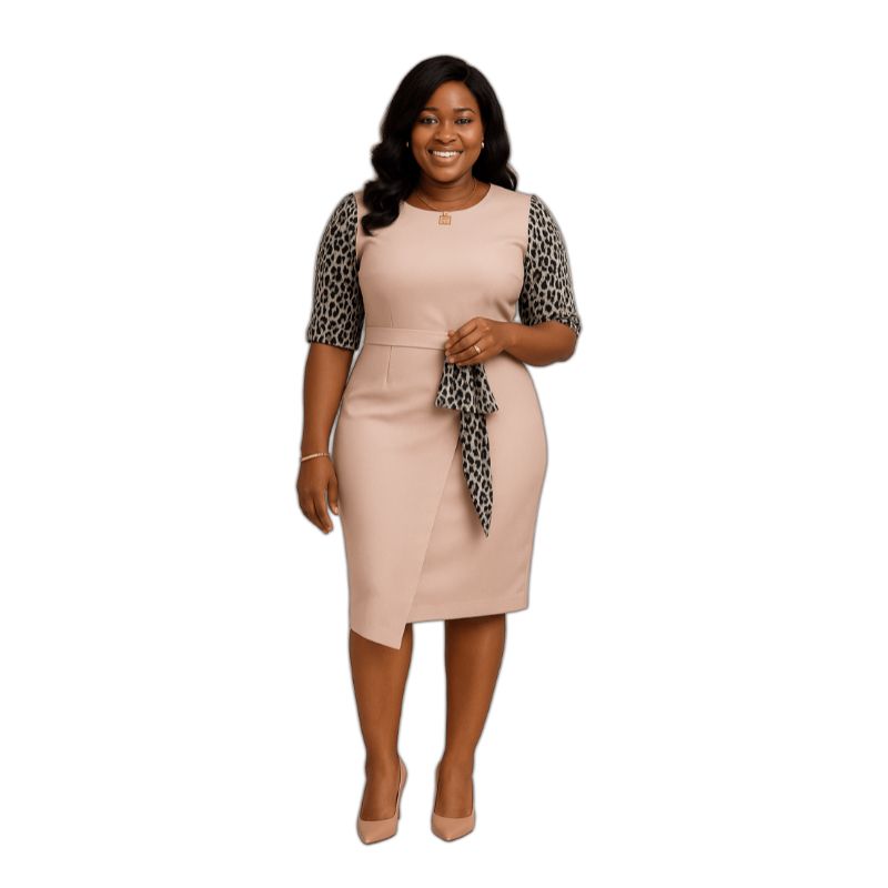 Robe de Bureau Chic Rose Poudré