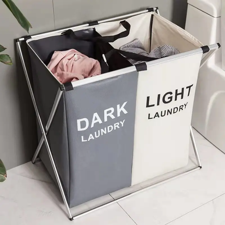 Sac de Rangement Pliable pour Vêtements Sales – 2 Compartiments