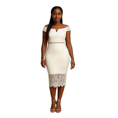 Robe Midi en Dentelle Nude