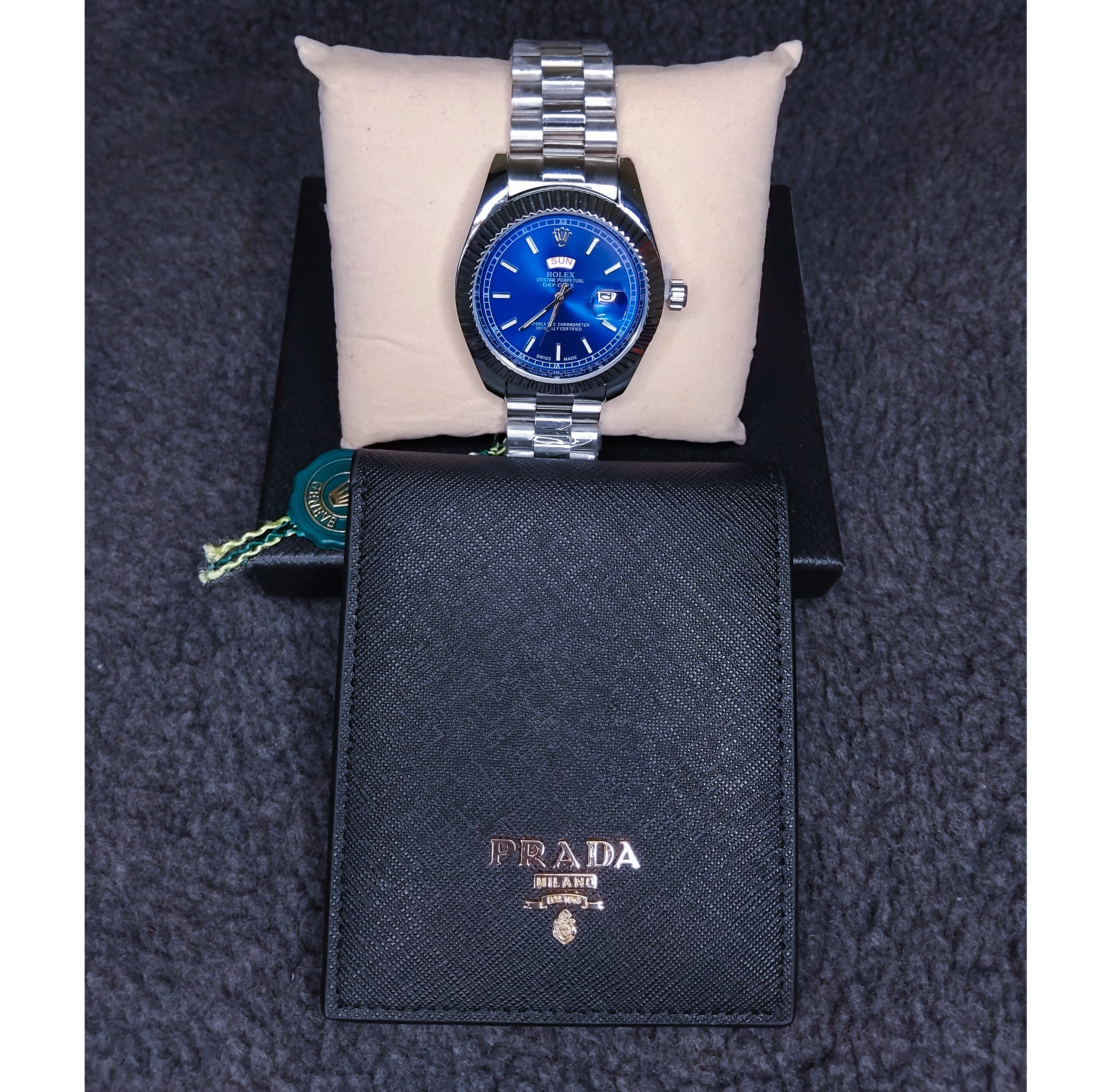 Pack Prada plus Rolex blue pour homme