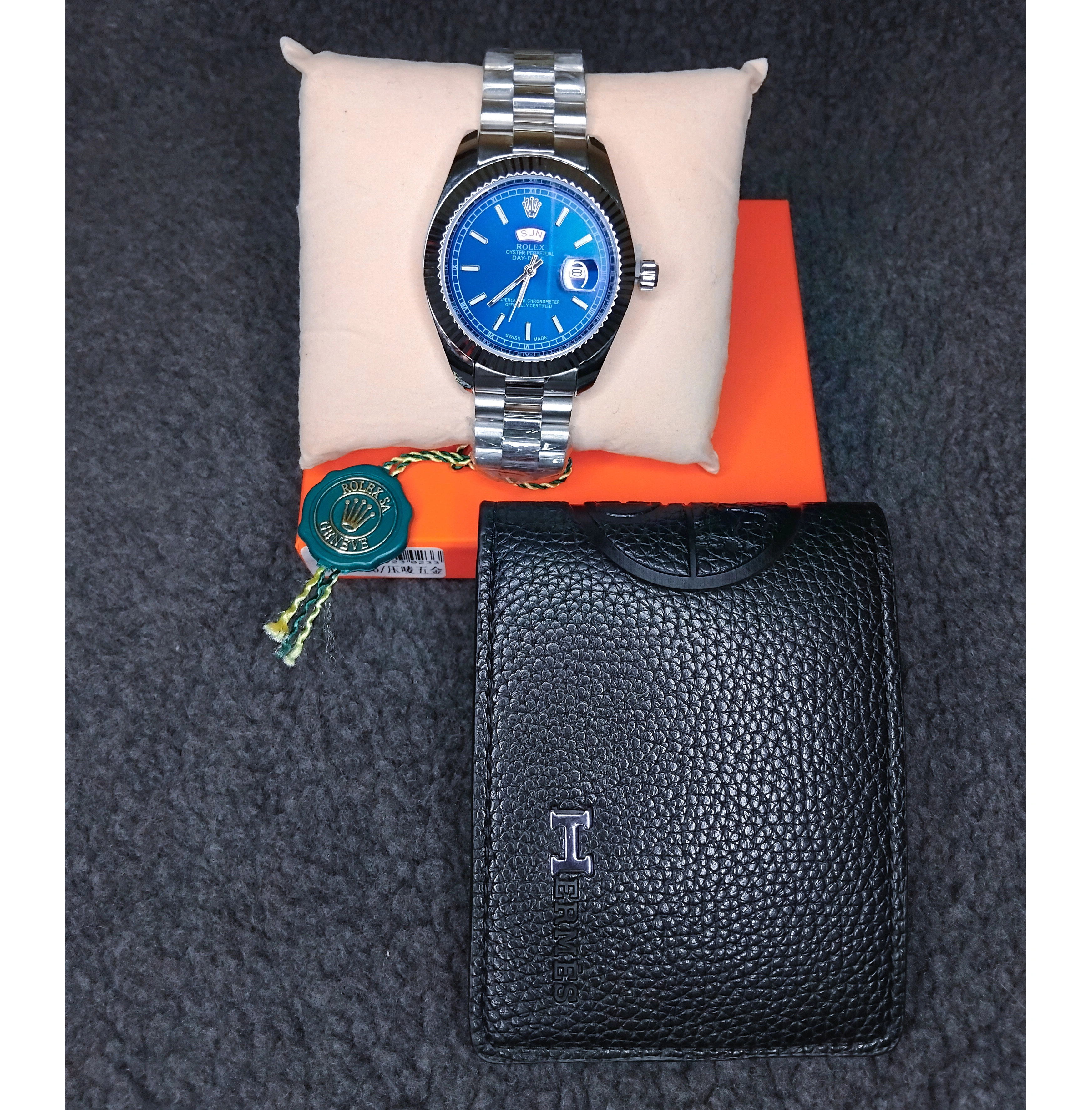 Pack Hermes plus Rolex blue pour homme