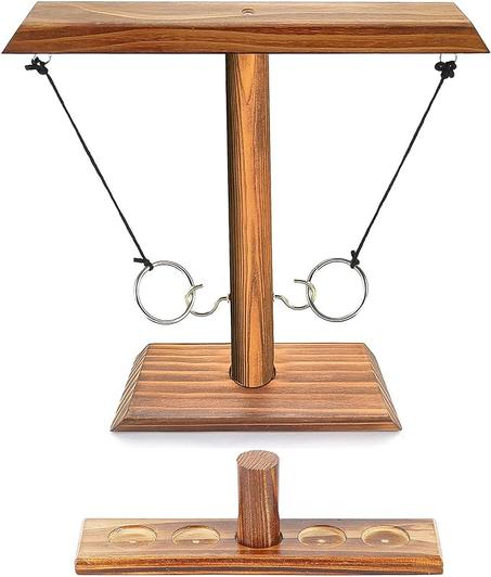 لعبة تحدي رمي حلقية مصنوعة يدويا خشبية كبيرة الحجم للبالغين AB4